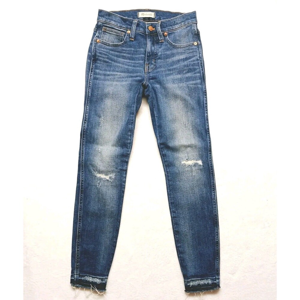 Madewell 9" High-Rise Skinny Women's  Distressed Raw Hem Jeans Size 25 Petite